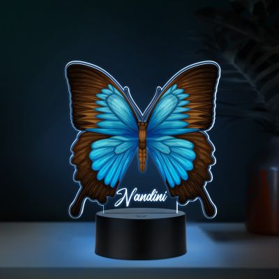 Butterfly Theme LED Night Light, 3D Illusion Lamp with Color Changing & Black Base Kids Room Decor Bedside Lamp Birthday Return Gift for Girls
